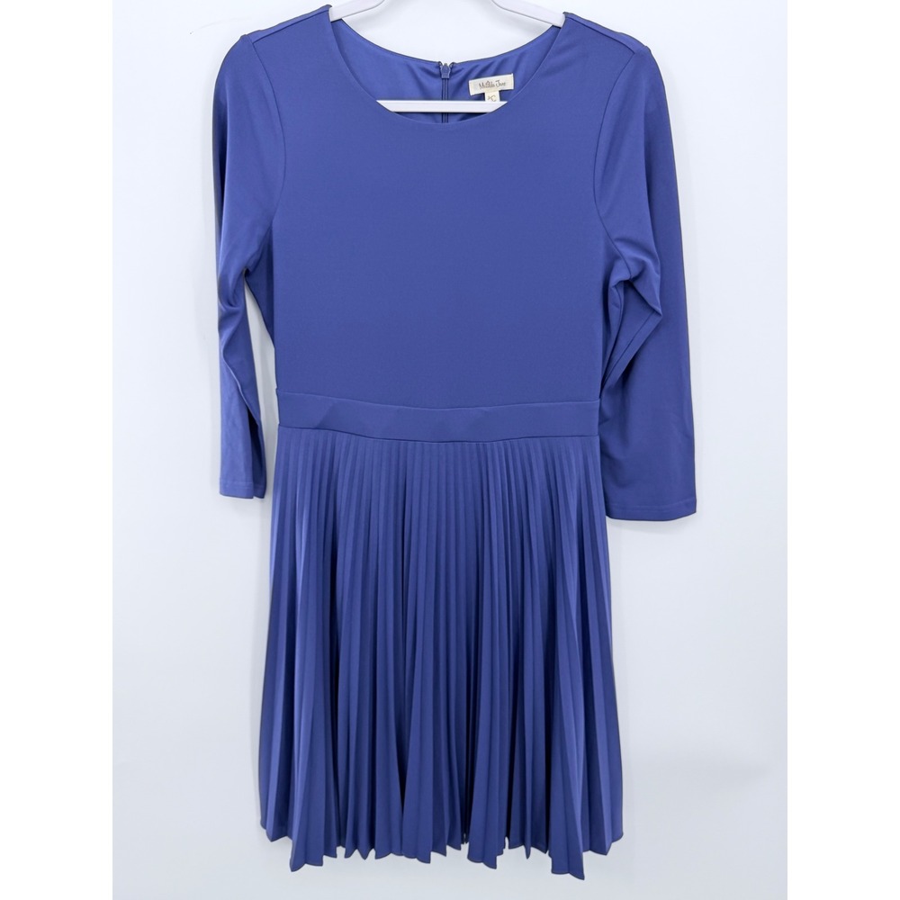 Matilda Jane Dress Womens S Blue‎ Pleated Skirt 3/4 Sleeve Fit & Flare